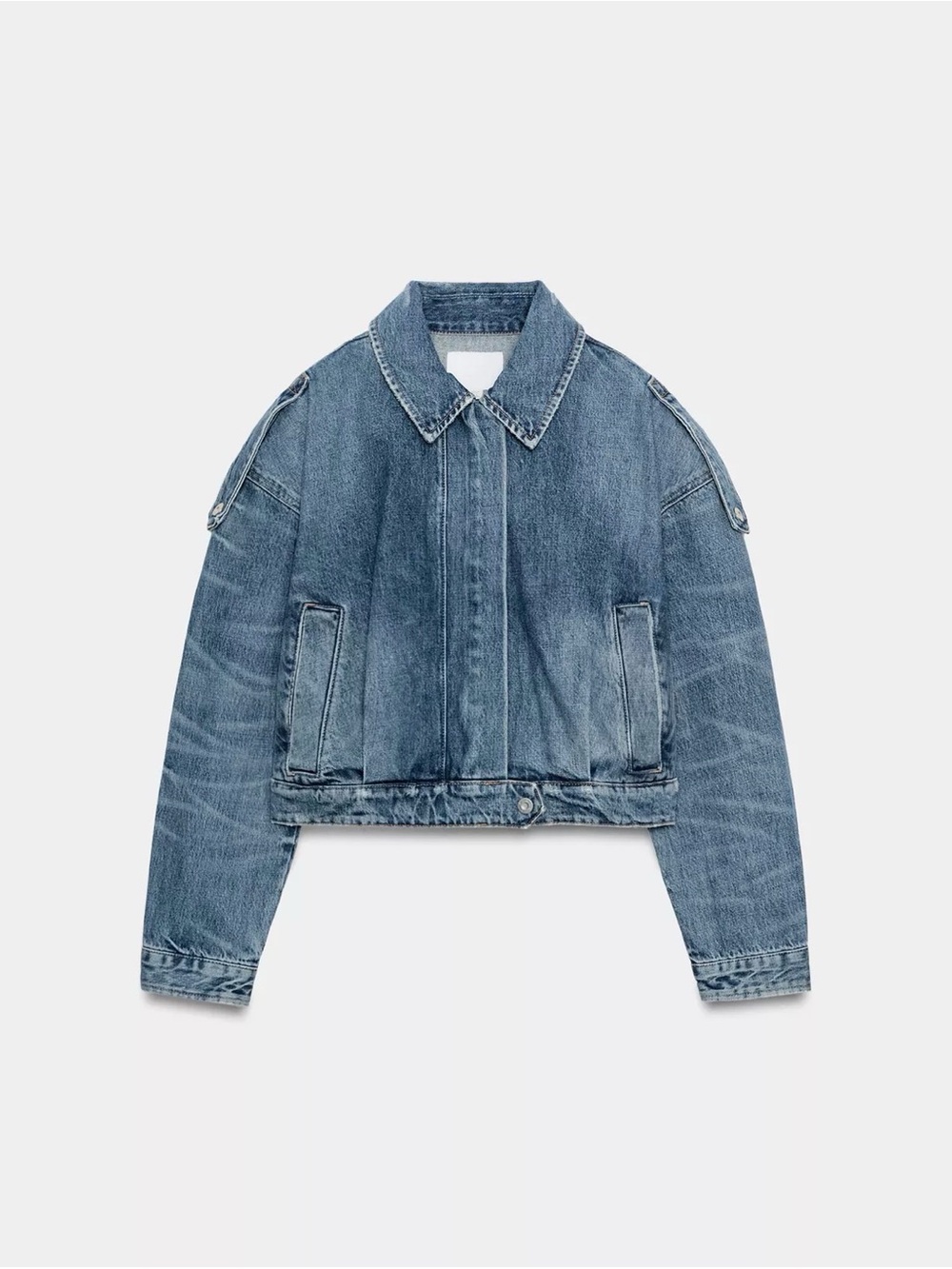 Zara Denim Jacket with shoulder tabs XXL